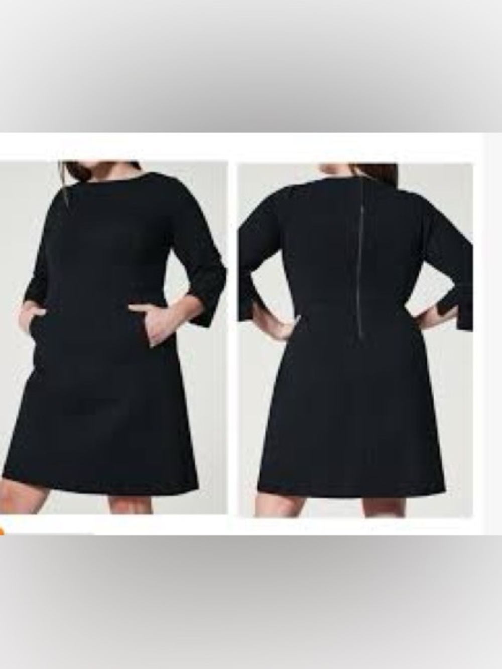Spanx Perfect A-Line 3/4 Sleeve Classic Black Dress Versatile Business Size 1X